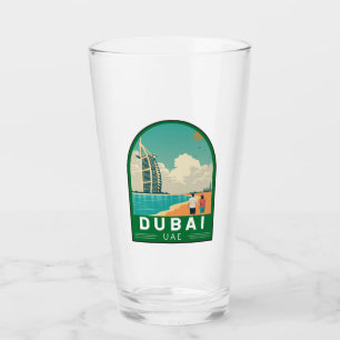 Dubai United Arab Emirates Retro Travel Art Glas