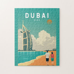 Dubai United Arab Emirates Retro Travel Art Legpuzzel