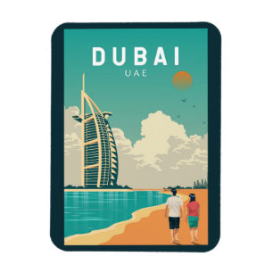 Dubai United Arab Emirates Retro Travel Art Magneet
