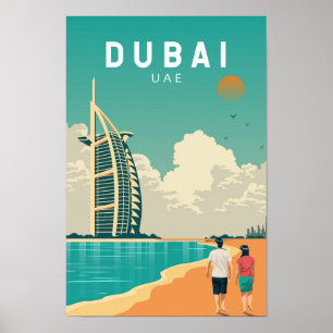 Dubai United Arab Emirates Retro Travel Art Poster