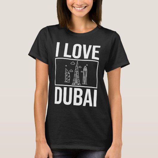Dubai United Arab Emirates Uae City Skyline Map Tr T-shirt (Voorkant)