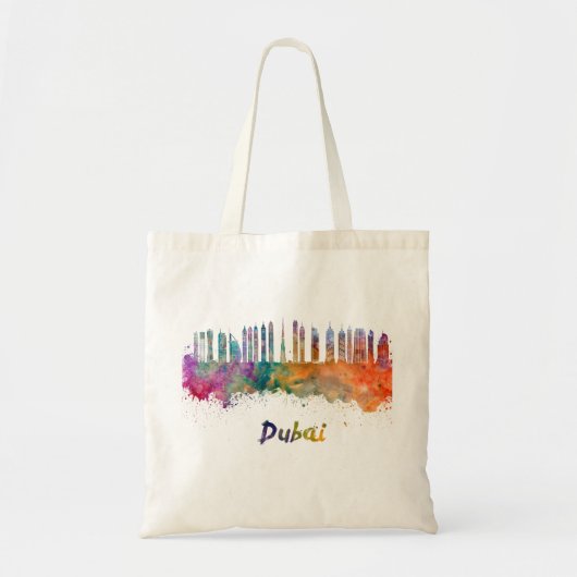 Dubai V2 skyline in waterverf Tote Bag (Voorkant)