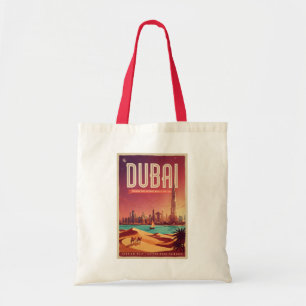Dubai VAE Nacht Skyline Illustratie Reis Kunst Tote Bag