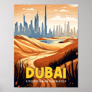 Dubai VAE vintage reisillustratie Poster