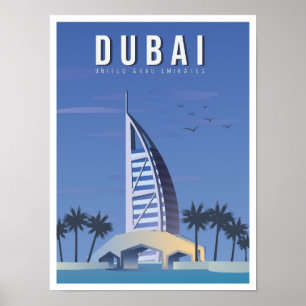 Dubai Verenigde Arabische Emiraten VAE Art Vintage Poster