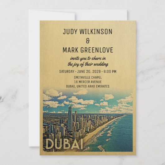 Dubai Wedding Invitation  midden in de eeuw Kaart (Voorkant)