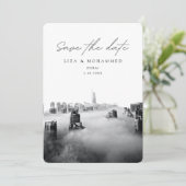 Dubai Wedding Save the Date Zwart & Wit Classy Kaart (Staand voorkant)