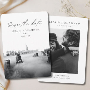Dubai Wedding Save the Date Zwart & Wit Classy Kaart