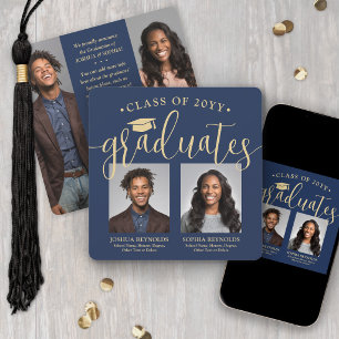 Dubbel Afstuderen 2 Afstudeerders & 4 foto's Navy  Aankondiging