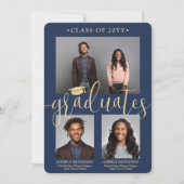 Dubbel Afstuderen 2 Afstudeerders Navy & Gold Join Kaart (Voorkant)