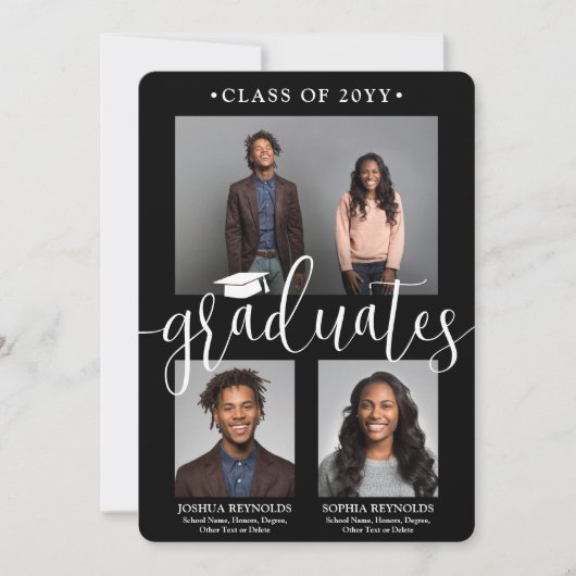 Dubbel Afstuderen 2 Afstudeerders Zwart Wit Joint  Kaart (Voorkant)