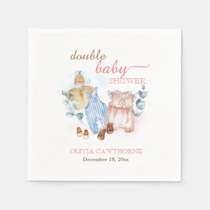 Dubbel Baby shower Waterverf Roze Blauw Servet