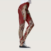 Dubbel blauwe ring octopus op bloedrode Leggings (Rechts)