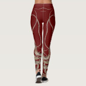 Dubbel blauwe ring octopus op bloedrode Leggings (Achterkant)