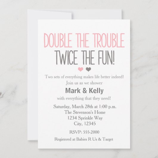 Dubbel de moeite Twins Baby shower Uitnodiging (Voorkant)