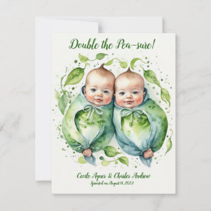 Dubbel de Pea-sure Twin Birth Aankondiging
