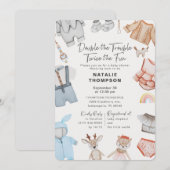 Dubbel de Trouble Twins Boy Girl Baby shower Kaart (Voorkant / Achterkant)