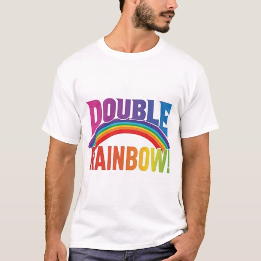 Dubbel de vreugde: dubbele regenboog! t-shirt (Voorkant)
