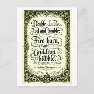 "Dubbel, dubbel, moeite en ellende" Shakespeare Briefkaart