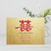 Dubbel Geluk Chinees Bruiloft - Save the Date (Staand voorkant)