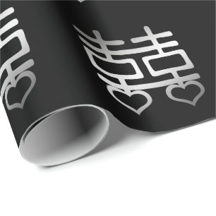 Dubbel Geluk Chinees Huwelijkshart Detail V1 Cadeaupapier