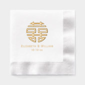 Dubbel Geluk Chinees Symbool Bruiloft Namen Datum Folie Servetten (Voorkant)