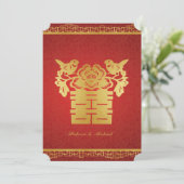 Dubbel geluk Chinees thema bruiloft uitnodigt Kaart (Staand voorkant)