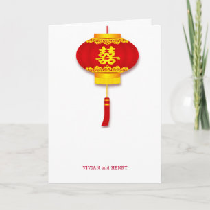 Dubbel Geluk Chinese Lantaarn Bruiloft Kaart