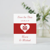 Dubbel Geluk - Diep Rode Hart Aankondigingskaart (Staand voorkant)