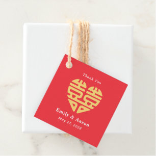 Dubbel Geluk EDITABLE KLEUR Chinees Bruiloft Bedankjes Labels