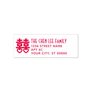 Dubbel Geluk Hrt Symbool #3 Achternaam Adres Zelfinktende Stempel
