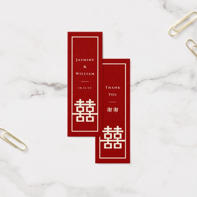Dubbel Geluk Rood Chinees Bruiloft DIY Gift Label Mini Visitekaartjes (Kantoor)
