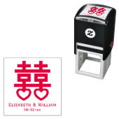 Dubbel gelukssymbool #3 HRT Trouwnamen Datum Zelfinktende Stempel (In situ)