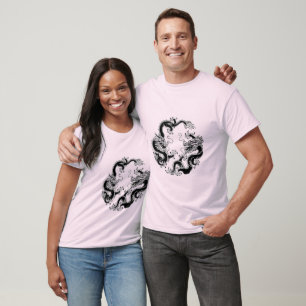 Dubbel gevechtsend Chinees drakenT-shirt T-shirt