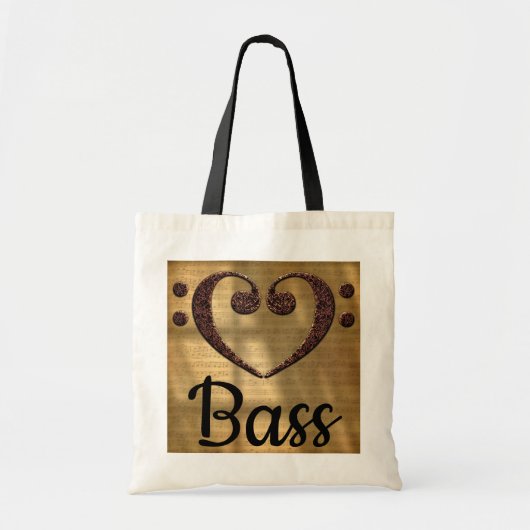 Dubbel gewicht Clef Heart Bass Tote Bag (Voorkant)