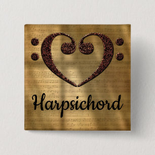 Dubbel gewicht Clef Heart Harpsichord Vierkante Button 5,1 Cm