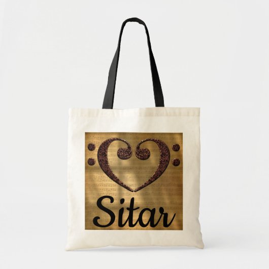 Dubbel gewicht Clef Heart Sitar Tote Bag (Voorkant)