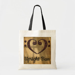 Dubbel gewicht Clef Heart Upright Bass Tote Bag