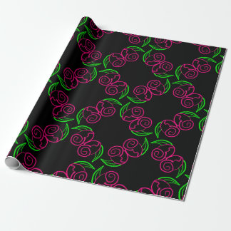 Dubbel Hot Pink Roos Patroon Cadeaupapier