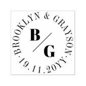 Dubbel Klassiek Monogram & Cirkel Namen Minimalist Zelfinktende Stempel (Design)