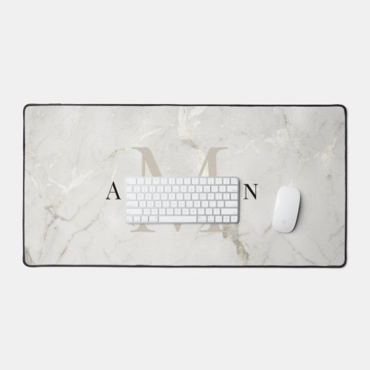 Dubbel monogram parel mannelijk marmer bureaumat (Keyboard & Muis)