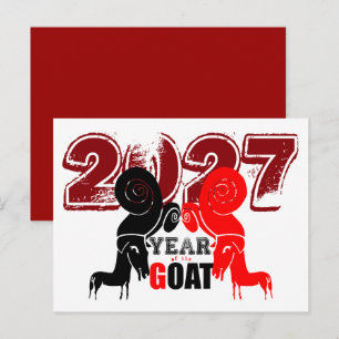 Dubbel oneven geit Chinees Jaar Zodiac 2027 PostC Feestdagenkaart