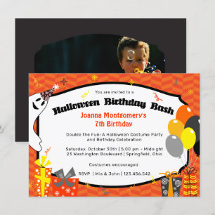 Dubbel plezier Halloween Verjaardags Bash Kostuum Kaart