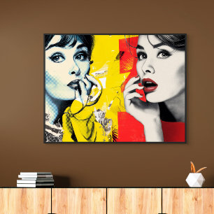 Dubbel portret in popartstijl poster