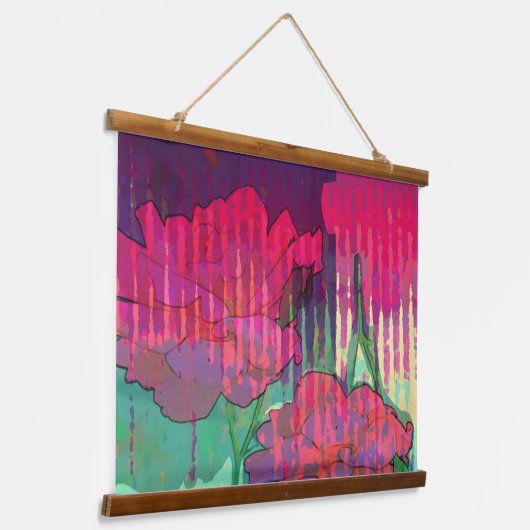 Dubbel Roos abstract ontwerp Hangend Wandkleed (Gebogen)