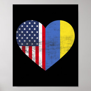 Dubbel Staatsburgerschap Usa Oekraine Hart Amerika Poster