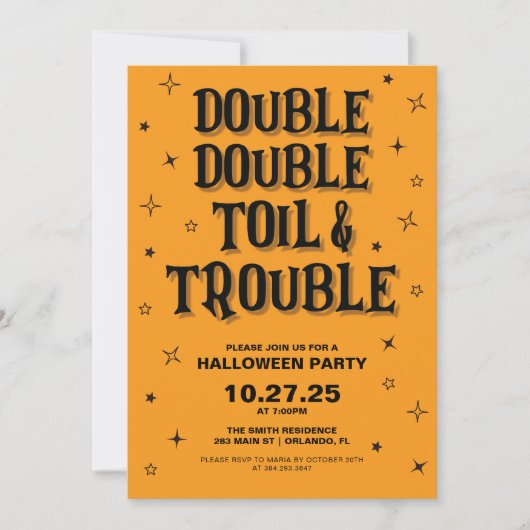 Dubbel werk en moeite Halloween Party Kaart (Voorkant)