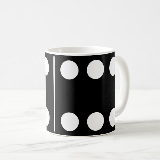 Dubbel zes zwarte domino-Mok Koffiemok (Voorkant rechts)