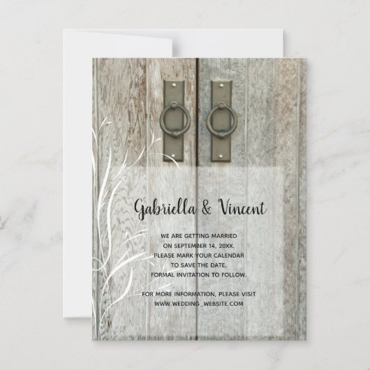 Dubbelbarndeuren Landbruiloft sparen Datum Magnetische Uitnodiging (Voorkant)