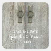 Dubbelbarndeuren Landbruiloft sparen Datum Vierkante Sticker (Voorkant)